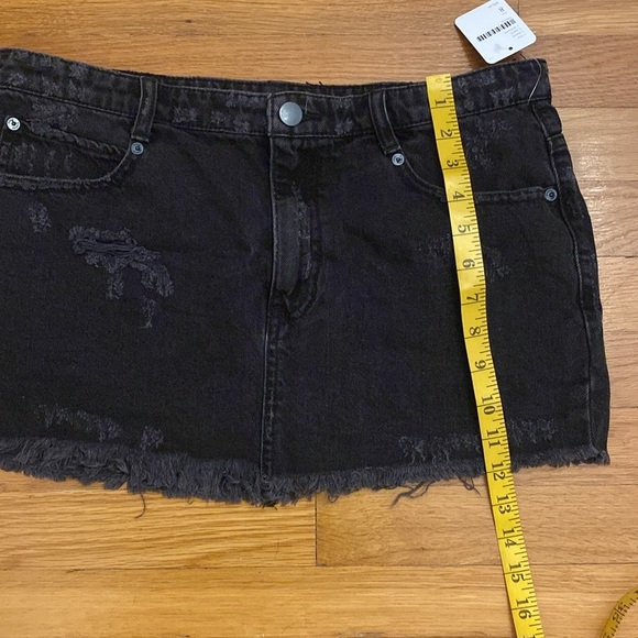 Free People Distressed Black Denim Mini Skirt - Picture 6 of 6